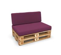 POKAR Coussin pour palette Coussins de palette avec housse amovible Canapé de palette, Taille:Set coussin d'assise 120x80 + coussin de dossier 120x40, Couleur:Violet
