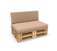 POKAR Coussin pour palette Coussins de palette avec housse amovible Canapé de palette, Taille:Set coussin d'assise 120x80 + coussin de dossier 120x40, Couleur:Beige
