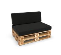 POKAR Coussin pour palette Coussins de palette avec housse amovible Canapé de palette, Taille:Set coussin d'assise 120x80 + coussin de dossier 120x40, Couleur:Noir