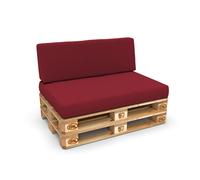 POKAR Coussin pour palette Coussins de palette avec housse amovible Canapé de palette, Taille:Set coussin d'assise 120x80 + coussin de dossier 120x40, Couleur:Rouge foncé