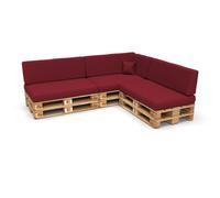 POKAR Coussins de palette Coussins de palette avec housse amovible Canapé de palette, Taille:Set de 8, Couleur:Rouge foncé