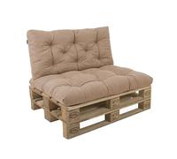 POKAR Set de 2 Coussins Matelassé pour Palettes Euro: 1x Assise 120x60cm + 1x Dossier 120x60cm, en Mousse formée à Froid, pour Canapé de Jardin, Intérieur et Extérieur, sans Palette, Beige