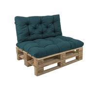 POKAR Set de 2 Coussins Matelassé pour Palettes Euro: 1x Assise 120x60cm + 1x Dossier 120x60cm, en Mousse formée à Froid, pour Canapé de Jardin, Intérieur et Extérieur, sans Palette, Vert foncé