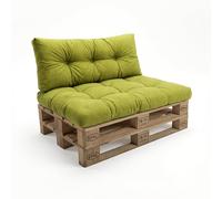 POKAR Set de 2 Coussins Matelassé pour Palettes Euro: 1x Assise 120x80cm + 1x Dossier 120x40cm, en Mousse formée à Froid, pour Canapé de Jardin, Intérieur et Extérieur, sans Palette, Vert Lime