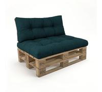 POKAR Set de 2 Coussins Matelassé pour Palettes Euro: 1x Assise 120x80cm + 1x Dossier 120x40cm, en Mousse formée à Froid, pour Canapé de Jardin, Intérieur et Extérieur, sans Palette Vert foncé