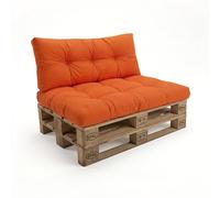 POKAR Set de 2 Coussins Matelassé pour Palettes Euro: 1x Assise 120x80cm + 1x Dossier 120x40cm, en Mousse formée à Froid, pour Canapé de Jardin, Intérieur et Extérieur, sans Palette, Orange