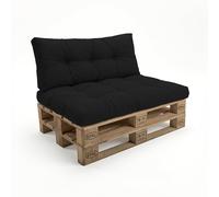 POKAR Set de 2 Coussins Matelassé pour Palettes Euro: 1x Assise 120x80cm + 1x Dossier 120x40cm, en Mousse formée à Froid, pour Canapé de Jardin, Intérieur et Extérieur, sans Palette Noir