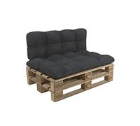POKAR Set de 2 Coussins pour Palette : 1x Assise 120x60 + 1x Dossier 120x60 | Coussins Matelassé pour Canapé et Salon de Jardin | Extérieur et Intérieur | Oeko-Tex | Fabriqué en UE | Anthracite