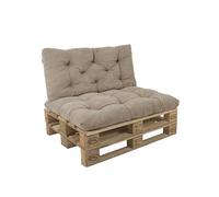 POKAR Set de 2 Coussins pour Palette en Velours Côtelé 1x Assise 120x60 + 1x Dossier 120x60 | Coussins Matelassé pour Canapé et Salon de Jardin | Extérieur et Intérieur | Fabriqué en UE | Beige