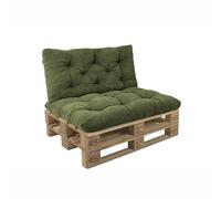 POKAR Set de 2 Coussins pour Palette en Velours Côtelé 1x Assise 120x60 + 1x Dossier 120x60 | Coussins Matelassé pour Canapé et Salon de Jardin | Extérieur et Intérieur | Fabriqué en UE | Kaki