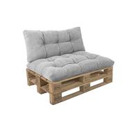 POKAR Set de 2 Coussins pour Palette en Velours Côtelé 1x Assise 120x80 + 1x Dossier 120x40 | Coussins Matelassé pour Canapé et Salon de Jardin | Extérieur et Intérieur | Fabriqué en UE | Gris