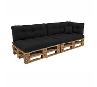 POKAR Set de 6 Coussins Matelassé pour Palettes Euro: 2X Assise 120x80cm + 2X Dossier 120x40cm + 1x Dossier 60x40cm + 1x Coussin 40x40cm, Canapé de Jardin, sans Palette, Noir