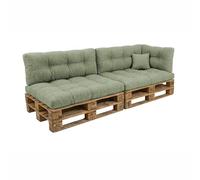 POKAR Set de 6 Coussins Matelassé pour Palettes Euro: 2X Assise 120x80cm + 2X Dossier 120x40cm + 1x Dossier 60x40cm + 1x Coussin 40x40cm, Canapé de Jardin, sans Palette, Vert