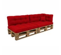 POKAR Set de 6 Coussins Matelassé pour Palettes Euro: 2X Assise 120x80cm + 2X Dossier 120x40cm + 1x Dossier 60x40cm + 1x Coussin 40x40cm, Canapé de Jardin, sans Palette, Rouge