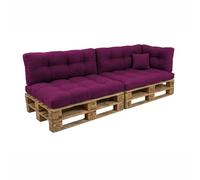 POKAR Set de 6 Coussins Matelassé pour Palettes Euro: 2X Assise 120x80cm + 2X Dossier 120x40cm + 1x Dossier 60x40cm + 1x Coussin 40x40cm, Canapé de Jardin, sans Palette, Violet