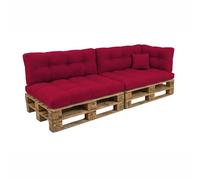 POKAR Set de 6 Coussins Matelassé pour Palettes Euro: 2X Assise 120x80cm + 2X Dossier 120x40cm + 1x Dossier 60x40cm + 1x Coussin 40x40cm, Canapé de Jardin, sans Palette, Rouge Foncé