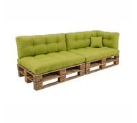 POKAR Set de 6 Coussins Matelassé pour Palettes Euro: 2X Assise 120x80cm + 2X Dossier 120x40cm + 1x Dossier 60x40cm + 1x Coussin 40x40cm, Canapé de Jardin, sans Palette, Vert Lime