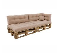POKAR Set de 6 Coussins Matelassé pour Palettes Euro: 2X Assise 120x80cm + 2X Dossier 120x40cm + 1x Dossier 60x40cm + 1x Coussin 40x40cm, Canapé de Jardin, sans Palette, Beige