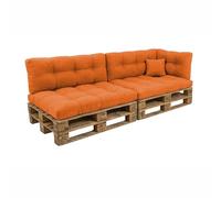 POKAR Set de 6 Coussins Matelassé pour Palettes Euro: 2X Assise 120x80cm + 2X Dossier 120x40cm + 1x Dossier 60x40cm + 1x Coussin 40x40cm, Canapé de Jardin, sans Palette, Orange