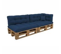 POKAR Set de 6 Coussins Matelassé pour Palettes Euro: 2X Assise 120x80cm + 2X Dossier 120x40cm + 1x Dossier 60x40cm + 1x Coussin 40x40cm, Canapé de Jardin, sans Palette, Bleu foncé