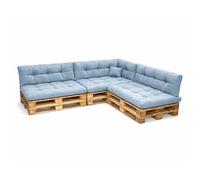 POKAR Set de 8 Coussins Matelassé pour Palettes Euro: 3X Assise 120x80cm + 3X Dossier 120x40cm + 1x Dossier 60x40cm + 1x Coussin 40x40cm, Canapé de Jardin, sans Palette,Bleu