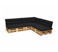POKAR Set de 8 Coussins Matelassé pour Palettes Euro: 3X Assise 120x80cm + 3X Dossier 120x40cm + 1x Dossier 60x40cm + 1x Coussin 40x40cm, Canapé de Jardin, sans Palette,Noir