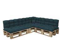 POKAR Set de 8 Coussins Matelassé pour Palettes Euro: 3X Assise 120x80cm + 3X Dossier 120x40cm + 1x Dossier 60x40cm + 1x Coussin 40x40cm, Canapé de Jardin, sans Palette,Vert foncé
