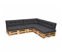 POKAR Set de 8 Coussins pour Palette: 3X Assise 3X Dossier 1x Latéral 1x Déco | Coussins Matelassé pour Canapé et Salon de Jardin | Extérieur et Intérieur | Oeko-Tex | Made in EU | Anthracite