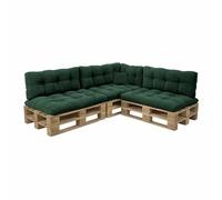 POKAR Set de 8 Coussins pour Palette en Velours Côtelé: 3X Assise 3X Dossier 1x Latéral 1x Déco | Coussins Matelassé pour Canapé et Salon de Jardin | Extérieur et Intérieur | Vert Bouteille