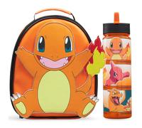 Pokemon 3D Sac Isotherme Repas et Gourde Enfant Set, Salamèche Lunch Bag Isotherme avec Fermeture Éclair et Poignée et Sans BPA Gourde Air Up École ou Pique Nique Cadeau Enfant (Multi Charmander)