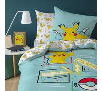 Parure de lit enfant 100% Coton - POKÉMON ANIMATION - Bleu - 140x200+63x63cm