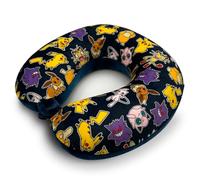 Pokémon Appuie-Tête de Voyage Officiel Enfant - Coussin Nuque Ergonomique Mémoire de Forme - Pikachu Evoli Gengar - 29×29cm - Housse Lavable Amovible - Voiture Avion Train
