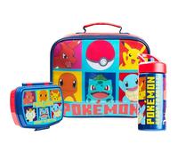 Pokémon Ensemble de Sac Isotherme Enfant avec Lunch Box et Gourde - Cadeau Enfants (Rouge/Bleu)