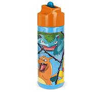 Pokémon Gourde Enfants 540 ml - Bouteille Transparente avec Paille Rabattable Anti-Fuite