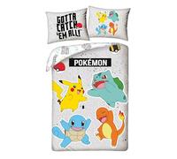 Halantex Parure de lit enfant Pokémon – Housse 140x200 cm réversible + taie – Microfibre Oeko-Tex