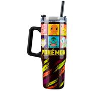 Pokémon Mug Isotherme avec Poignée 940ml, Gobelet Isotherme avec Paille et Couvercle Double Paroi, Froide 17H, Chaude 8H, Glace 45H
