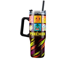 Pokémon Mug Isotherme avec Poignée 940ml, Gobelet Isotherme avec Paille et Couvercle Double Paroi, Froide 17H, Chaude 8H, Glace 45H