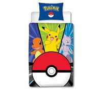 Pokémon – Parure de lit enfant Pikachu Poké Ball – Microfibre 140x200 cm, Oeko‑TEX