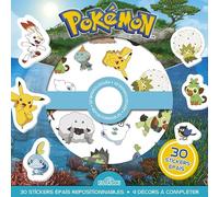 Pokémon - Pochette de stickers épais repositionnables - Défis et cherche-et-trouve à créer ! - Pochette de 30 autocollants épais et repositionnables avec 4 décors - Dès 3 ans