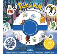 Pokémon - Pochette de stickers épais repositionnables - Vive l'hiver ! - Pochette de 30 autocollants épais et repositionnables avec 4 décors - Dès 3 ans