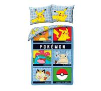 Pokémon Prêt pour la Bataille Housse de Couette 140x200 + Taie 70x90 Coton | Parure de lit réversible 1 personne | Coton naturel respirant Oeko-Tex | Licence Pokémon | 4-12 | Cadeau | Idée cadeau
