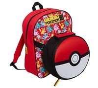 Pokemon Sac à dos avec sac à déjeuner isotherme amovible pour garçons et filles Pikachu - 2 pièces - Boîte à sandwich isotherme amovible pour collations chaudes ou froides, Rouge, taille unique, Sac à