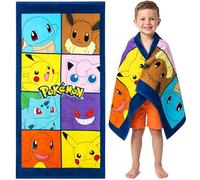 Pokémon Serviette de Plage Enfant 100% Coton Absorbante Serviette Séchage Rapide Bain Piscine Douche Été Pikachu Gengar Évoli 140x70cm
