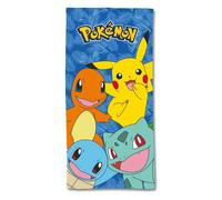 POKEMON - Serviette De Plage Pokémon Pikachu Salamèche Bulbizarre Carapuce 70x140 cm - 100% Microfibre - 250 GSM - Bleu
