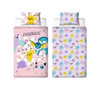 Pokémon Housse de Couette Enfants Simple Officielle | Design Spirit, Literie réversible 2 Faces avec taie d’Oreiller Assortie | pour lit Simple Enfant | Polycoton
