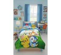 Halantex Parure de lit Pokémon réversible 100% coton 140x200 cm + taie d'oreiller (Pikachu, Tiplouf)