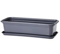 POKM Toolsmarket GmbH Jardinière de balcon avec soucoupe Venus Anthracite 50 cm