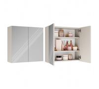 Pola 2DL - meuble de salle de bain suspendu avec miroir au-dessus du lavabo - 2 portes - 22x60x60 cm - Cachemire