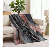 Polaire Couverture 100 x 130 cm, Luxe Lignes Plaid Flanelle Impression Couverture, Moderne Marbre Douce et Confortable Blanket Jeté de Canapé pour Adultes et Enfants, Rose Gris