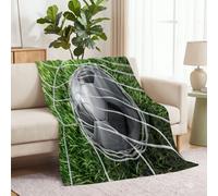 Polaire Couverture 180 x 200 cm, Ballon De Football Filet Prairie Plaid Flanelle Impression Couverture, Photographie Douce et Confortable Blanket Jeté de Canapé pour Adultes et Enfants, Vert